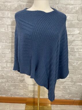 Beryll 100% Cashmere Asymmetrical Ribbed Knit Poncho Sweater